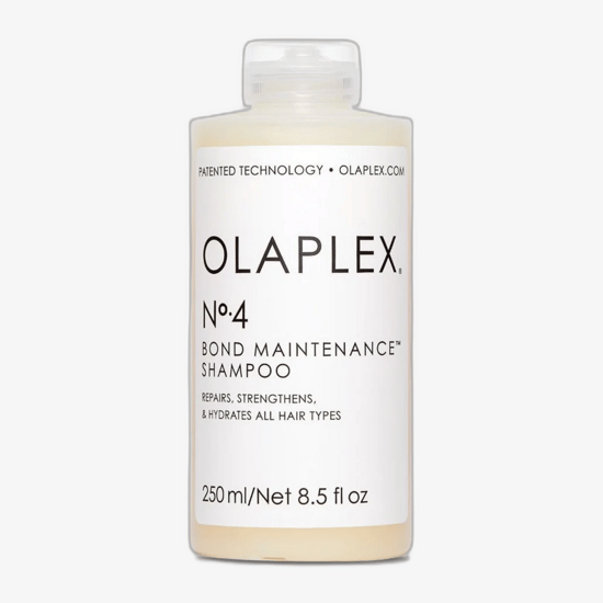 Bottle of Olaplex No.4 Bond Maintenance Shampoo for hair care