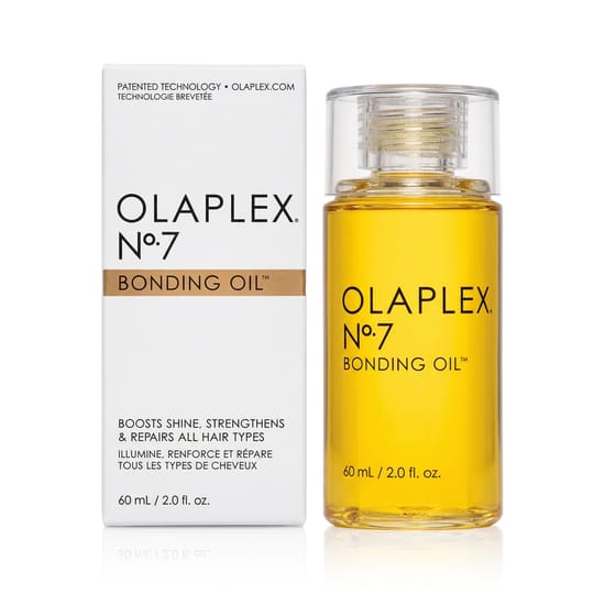 Bottle of Olaplex No.7 Bonding Oil for hair care