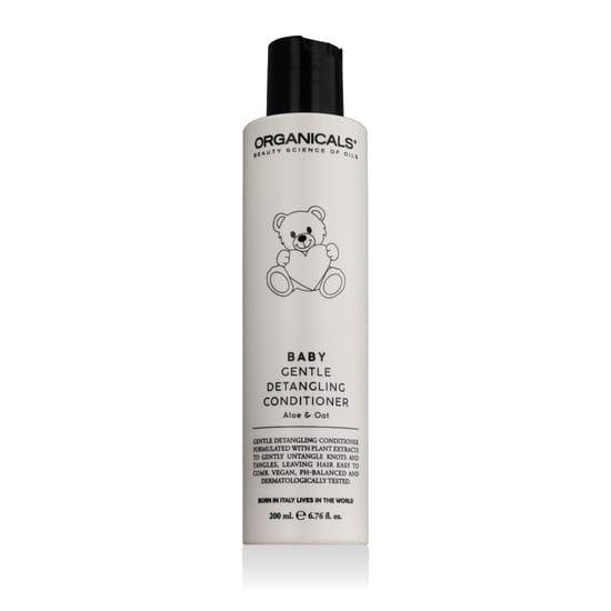 Organicals® beebi õrn harutav palsam pakendis Õrn Organicals® beebi palsam lastele 200 ml pudelis