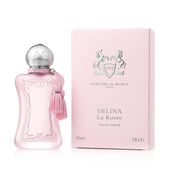 Close-up of Parfums de Marly Delina La Rosée perfume bottle