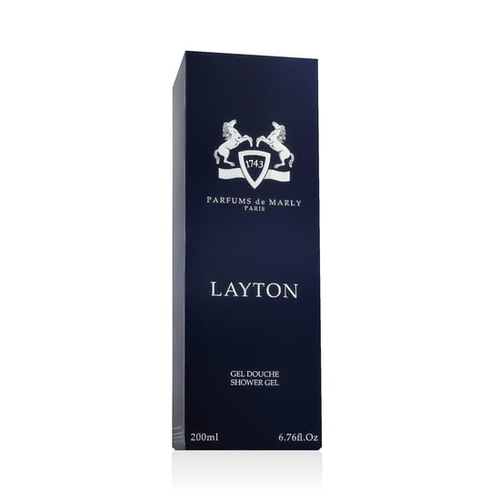 Parfums de Marly Layton Perfumed Shower Gel Packaging Elegant bottle of Parfums de Marly Layton Perfumed Shower Gel
