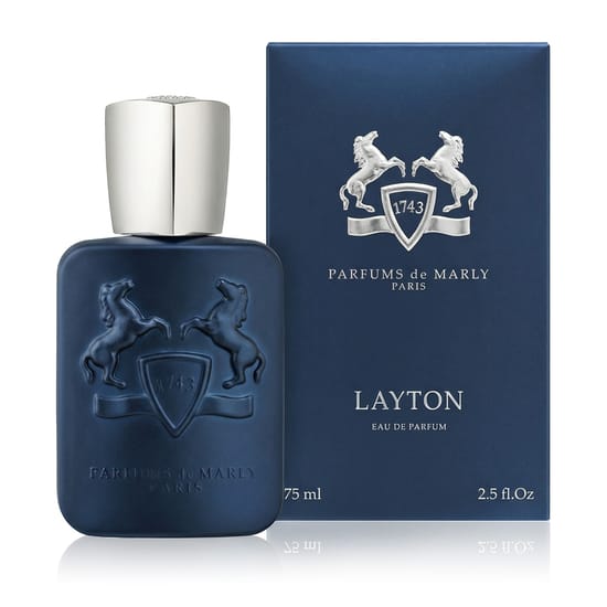 Close-up of the bottle of Parfums de Marly Layton EDP