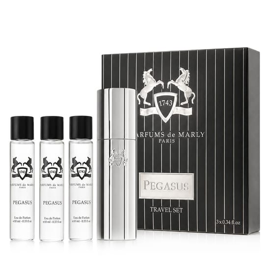 Elegant packaging of Parfums de Marly Pegasus EDP MINI 3 x