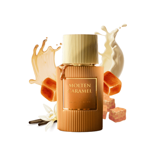 Elegant bottle of Paris Corner Molten Caramel Eau de Parfum