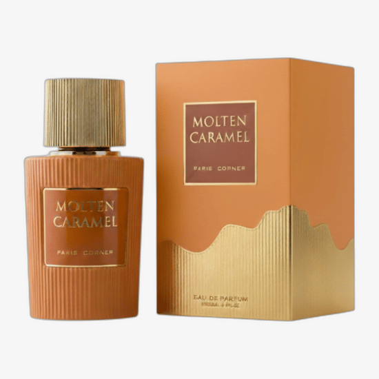 Elegant bottle of Paris Corner Molten Caramel Eau de Parfum