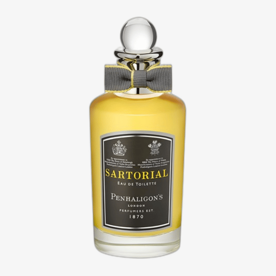 Close-up of the sleek bottle of Penhaligon's Sartorial EDT