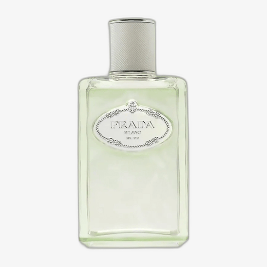 Close-up of Prada Infusion D'Iris Cèdre EDP bottle