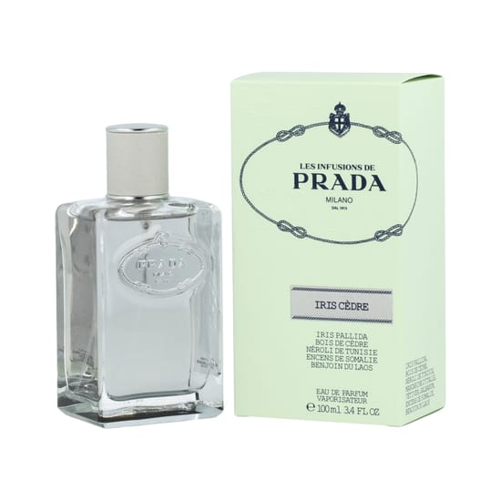 Close-up of Prada Infusion D'Iris Cèdre EDP bottle
