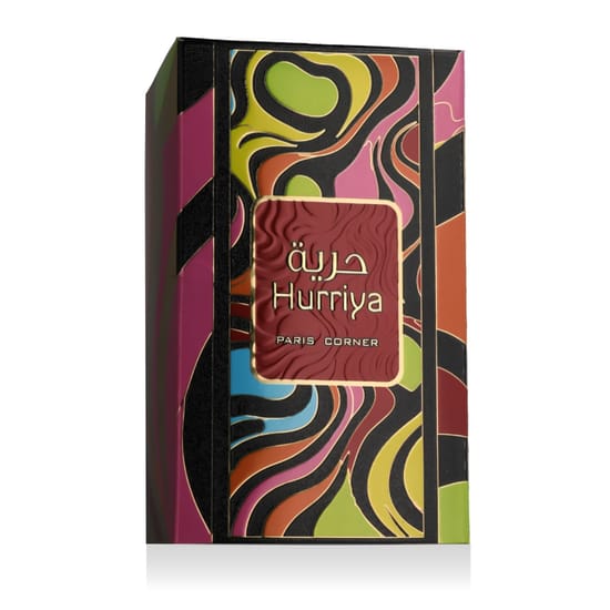 Original packaging of Paris Corner Hurriya EDP Elegant bottle of Paris Corner Hurriya EDP
