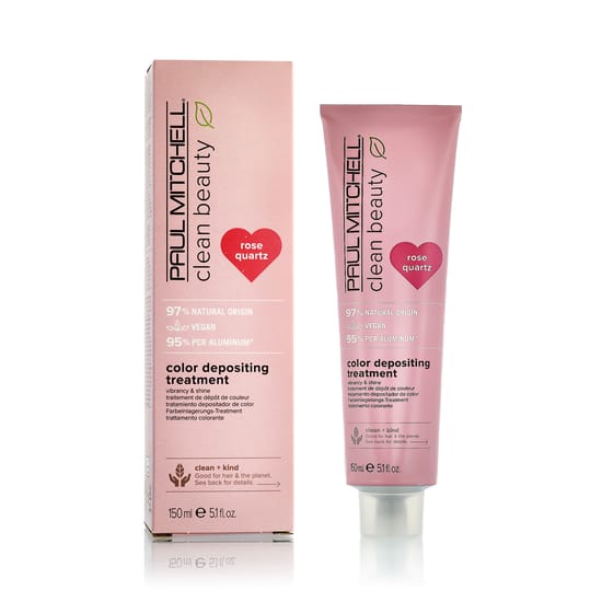 Close-up of paul mitchell clean beauty color protect treatment in rose quartz