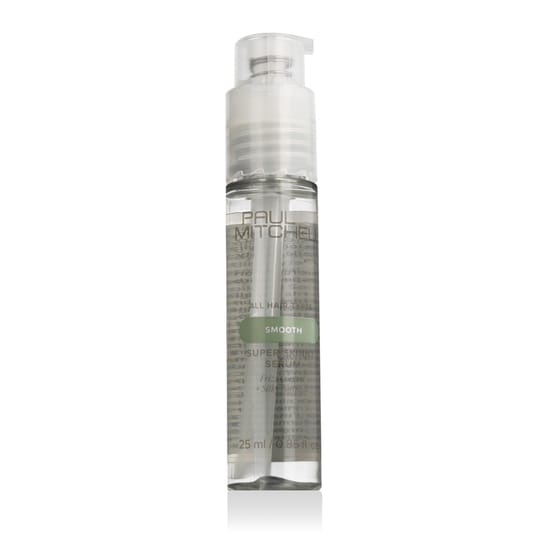 Close-up of Paul Mitchell Smooth Super Skinny Serum bottle