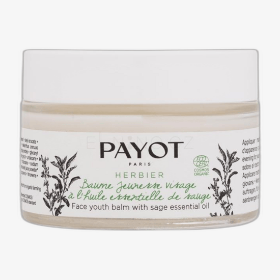 Close-up of payot herbier face youth balm packaging