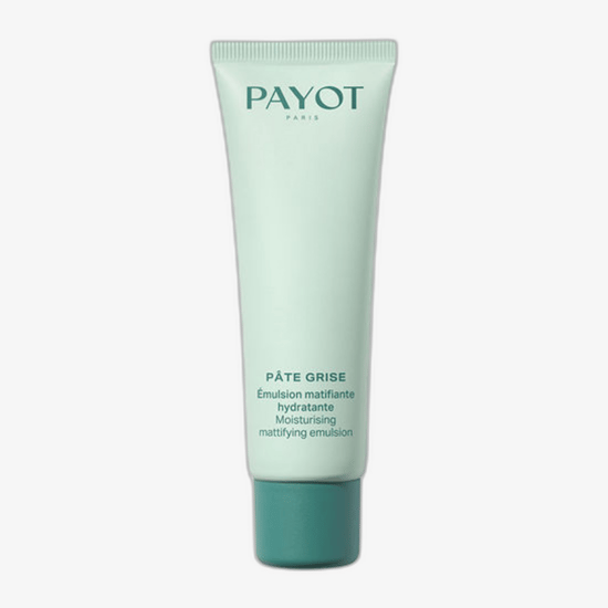 Close-up of Payot Pate Grise Moisturizing Mattifying Emulsion Bottle