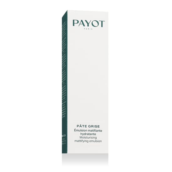 Close-up of Payot Pate Grise Moisturizing Mattifying Emulsion Bottle