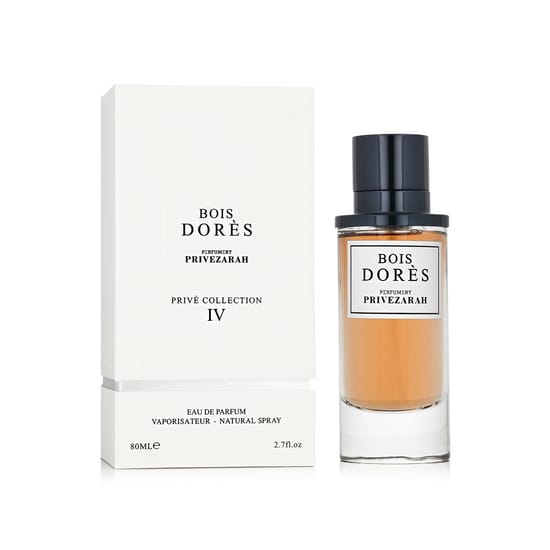 Close-up of Prive Zarah Bois Dorès perfume bottle