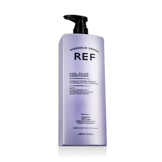 упаковка кондиционера REF Cool Silver с деталями флакон кондиционера REF Cool Silver крупный план