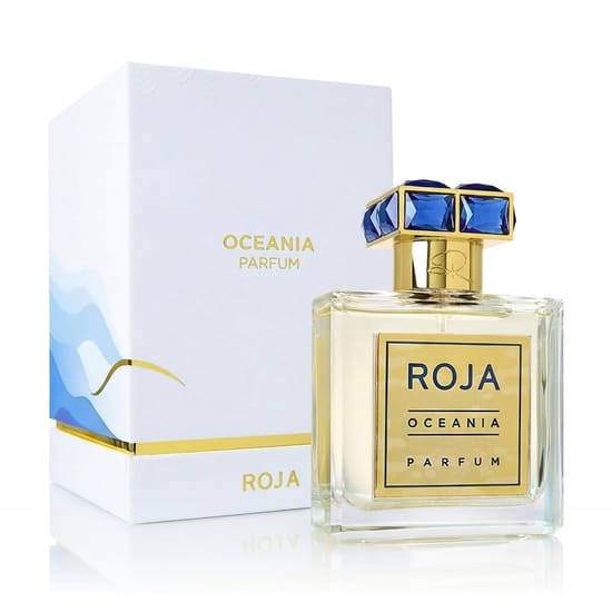Original packaging of Roja Parfums Oceania Parfum Close-up of Roja Parfums Oceania Parfum bottle