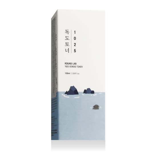 Packaging of Round Lab 1025 Dokdo Toner Bottle of Round Lab 1025 Dokdo Toner with moisturizing effect