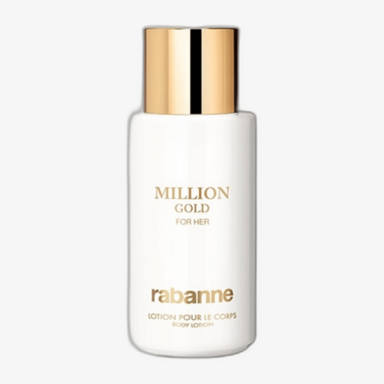 Close-up of Rabanne Lady Million Body Lotion packaging