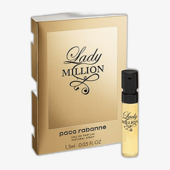 Rabanne Lady Million EDP spray sample bottle detail