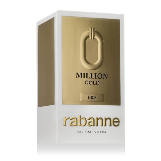 Sophisticated bottle of Rabanne Million Gold Elixir Parfum Intense