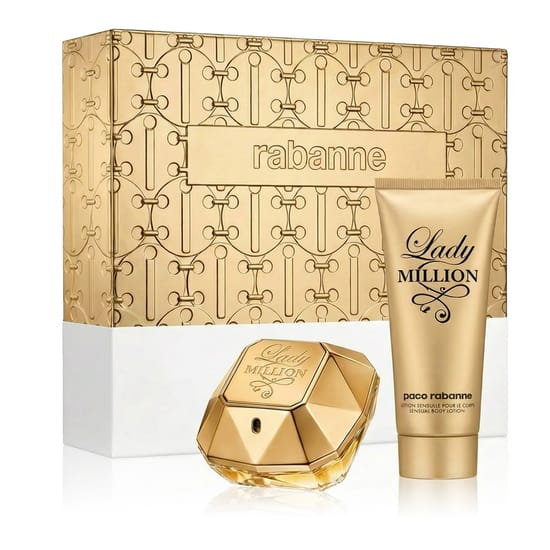 Bottle of Rabanne Lady Million Eau de Parfum 80 ml and Body Lotion 100 ml