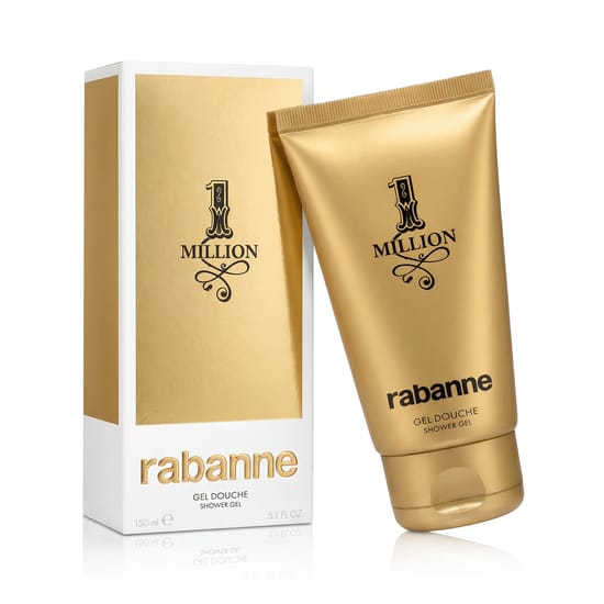 Ближайший план бутылки геля для душа Rabanne 1 Million
