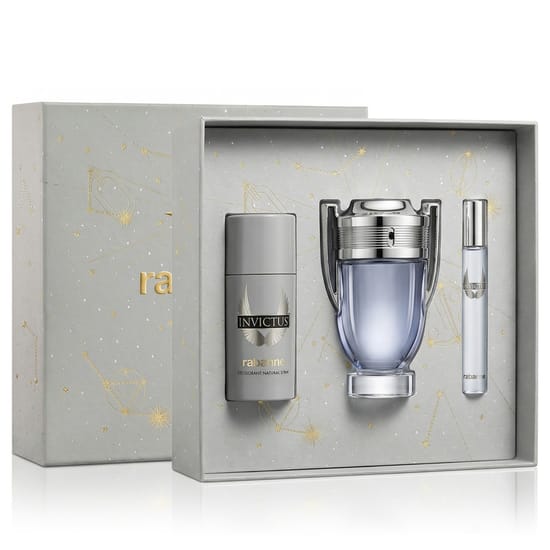 Полный набор ароматов Rabanne Invictus EDT Набор Rabanne Invictus EDT: 100 мл, мини 10 мл и дезодорант 150 мл