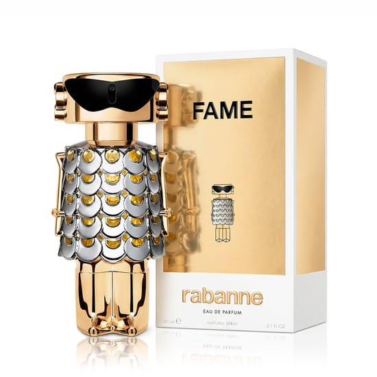 Бутылка парфюма Rabanne Fame EDP крупным планом