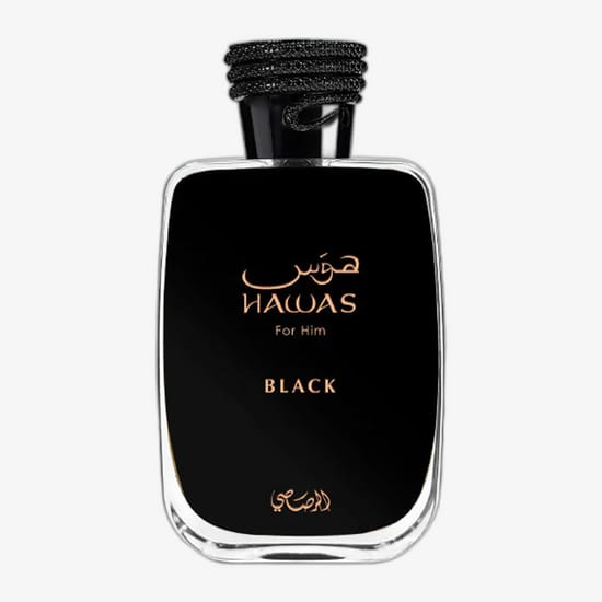 Образец минималистичного пробника Rasasi Hawas Black EDP в формате спрея