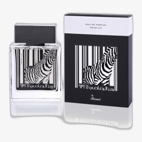 Bottle of Rasasi Rumz Al Rasasi 9325 Pour Lui EDP in a unique design