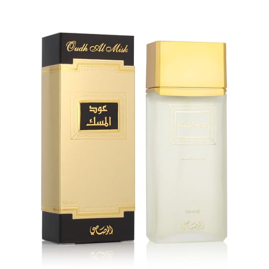 Elegant bottle of Rasasi Oudh Al Misk Eau De Parfum
