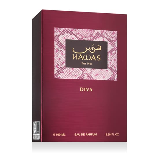 Close-up of Rasasi Hawas Diva EDP perfume bottle