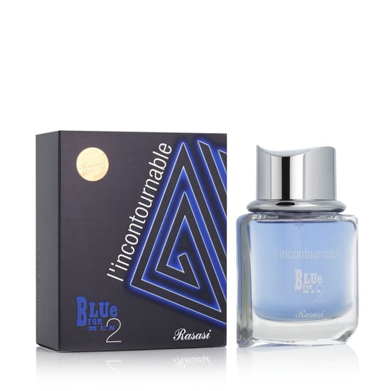 Minimalist bottle of Rasasi L'Incontournable Blue for Men 2 EDP exuding elegance