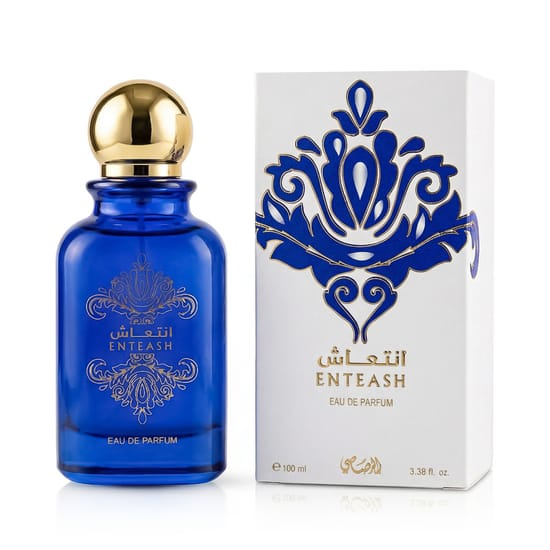 Close-up of Rasasi Enteash EDP bottle