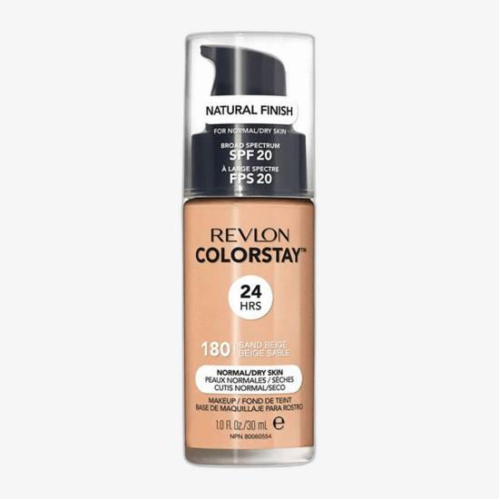 Bottle of Revlon Colorstay 24hrs make-up SPF 20 (330 Natural Tan) up close