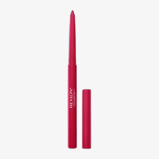 Punase Revlon Colorstay huulepliiatsi detailne lähivõte