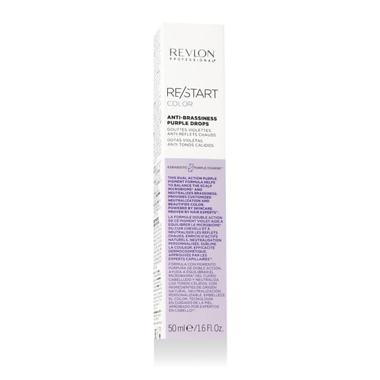 Bottle of revlon professional restart color anti-brassiness purple drops