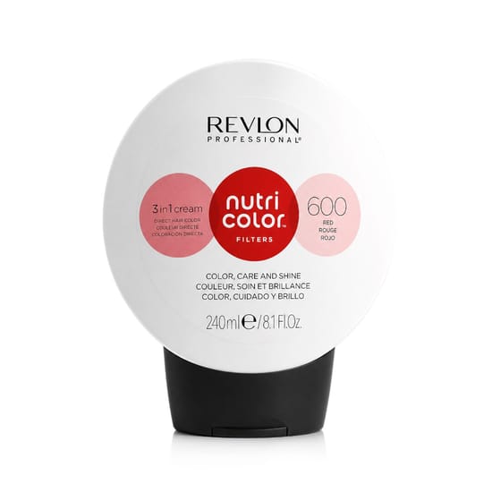 Close-up of Revlon Professional Nutri Color Filters Color (600 Red) bottle
