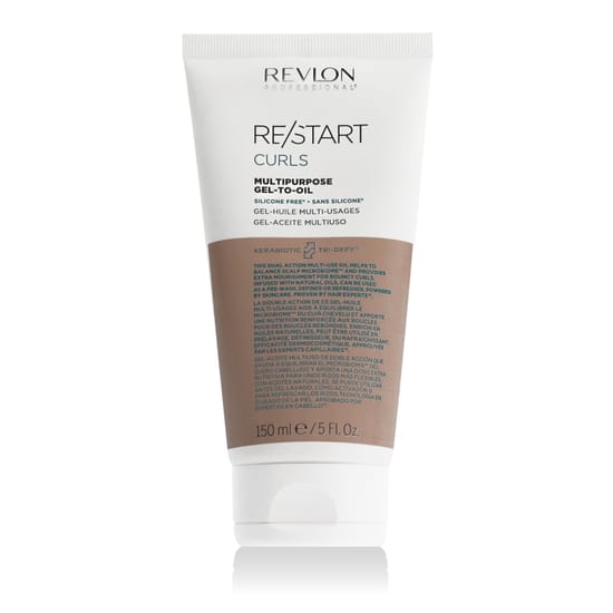 Close-up of Revlon Professional Restart Curls Gel-To-Oil Bottle