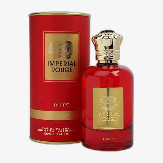 Original packaging of Riiffs Imperial Rouge EDP Close-up of Riiffs Imperial Rouge EDP bottle