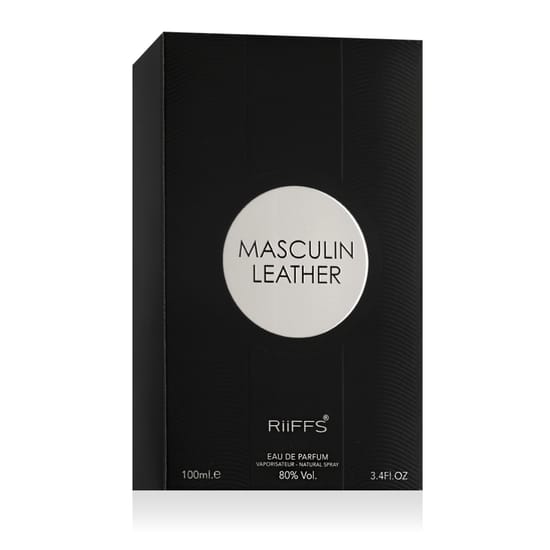 Стильный флакон парфюма Riiffs Masculin Leather EDP с акцентом на кожаный характер