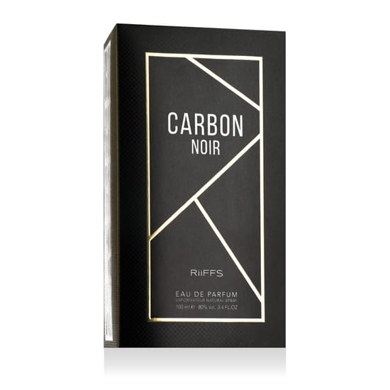 Оригинальная упаковка Riiffs Carbon Noir EDP Бутылка Riiffs Carbon Noir EDP вблизи