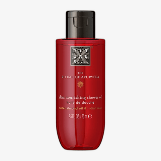 Rituals The Ritual Of Ayurveda Ultra Nourishing Shower Oil bottle, luxury shower oil packaging