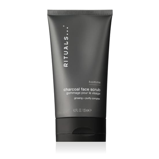 Rituals Homme Charcoal Face Scrub pakend ja toode Rituals Homme süsi näoskrab toode