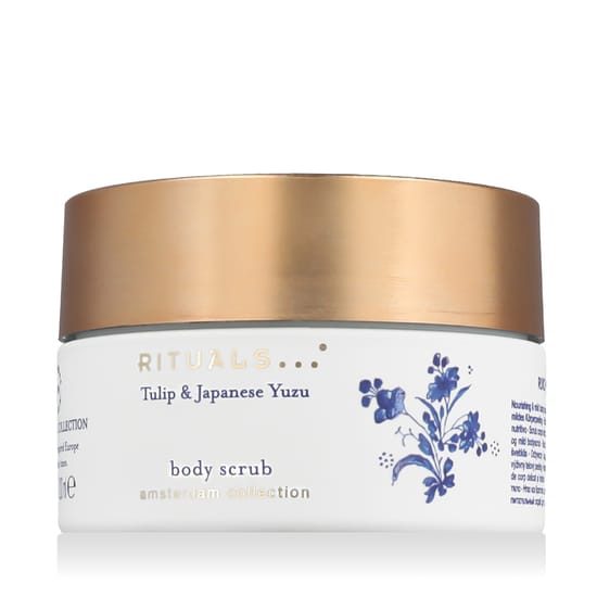 упаковка скраба для тела Rituals Amsterdam Collection банка скраба для тела Rituals Amsterdam Collection, текстура скраба крупным планом