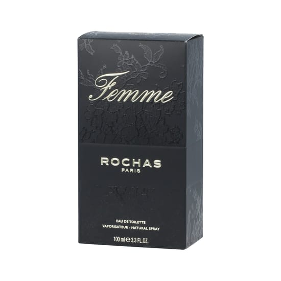 Bottle of Rochas Femme EDT 100 ml with elegant design