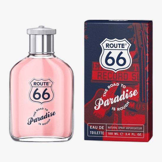 Packaging of Route 66 The Road To Paradise Is Rough EDT Bottle of Route 66 The Road To Paradise Is Rough EDT on a white background