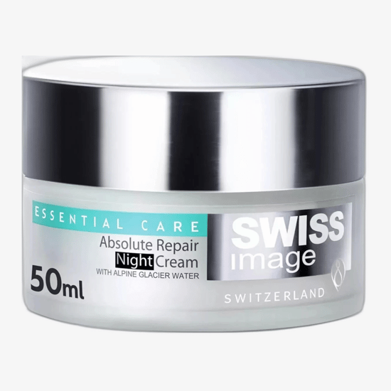 Close-up of Swiss Image Essential Care Absolute Repair Night Cream jar