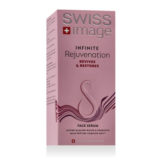Крупный план флакона сыворотки SWISS Image Infinite Rejuvenation для лица